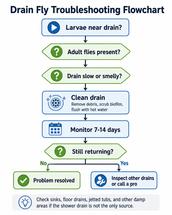drain fly troubleshooting flowchart